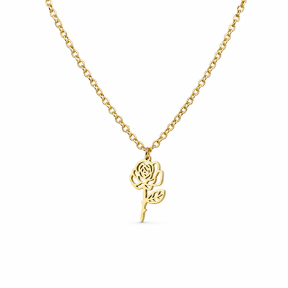 Geboortebloem ketting goud