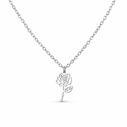 Geboortebloem ketting zilver