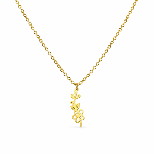 Ketting geboortebloem mei goud