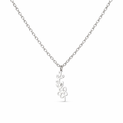 Geboortebloem ketting zilver