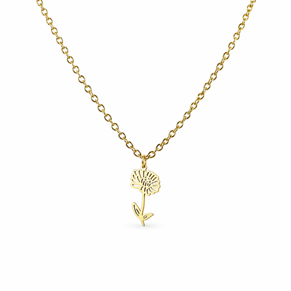 Geboortebloem ketting goud