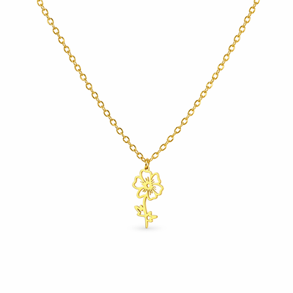 Geboortebloem ketting goud