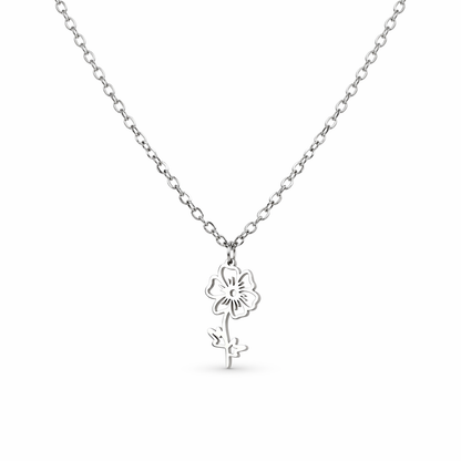 Geboortebloem ketting zilver