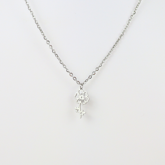 Ketting geboortebloem oktober zilver
