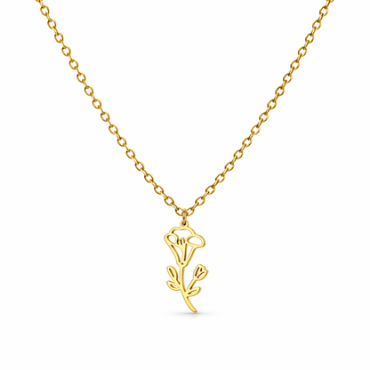 Geboortebloem ketting goud