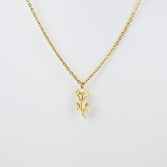 Ketting geboortebloem september goud