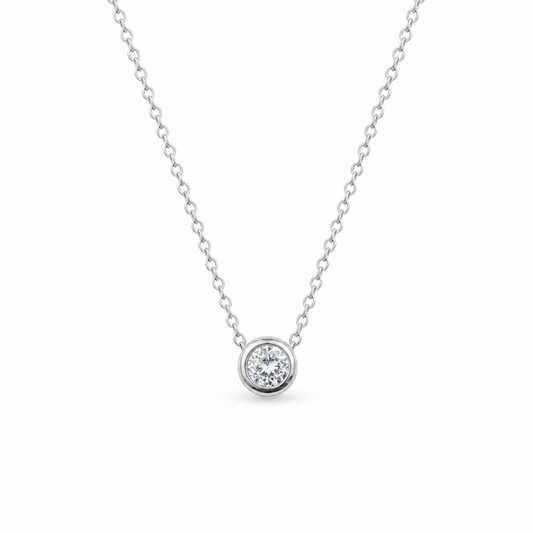 April Birthstone Necklace Silver