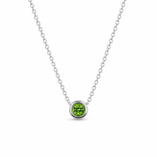 August birthstone necklace silver