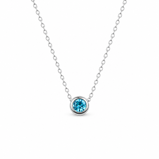 December birthstone necklace silver