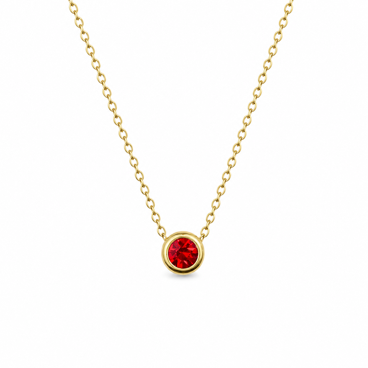 Ketting van goldplated stainless steel met geboortesteen van januari: granaat