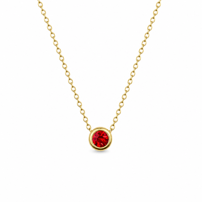 Ketting van goldplated stainless steel met geboortesteen van januari: granaat