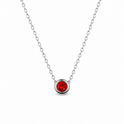 Ketting gemaakt van stainless steel met geboortesteen van januari: granaat