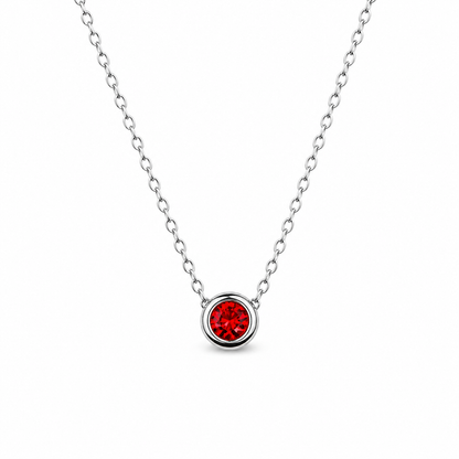 Ketting gemaakt van stainless steel met geboortesteen van januari: granaat