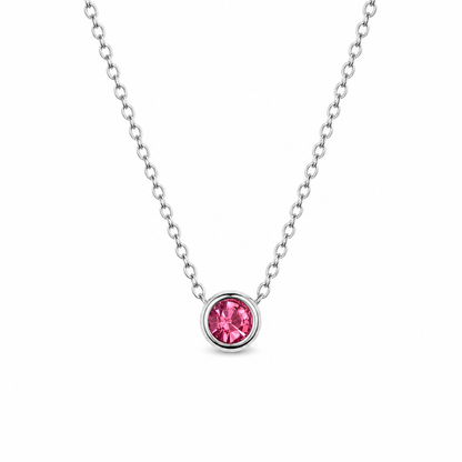 Geboortesteen ketting zilver