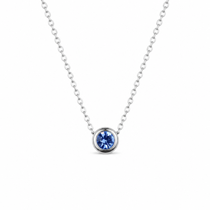 Ketting gemaakt van stainless steel met geboortesteen van maart: aquamarijn