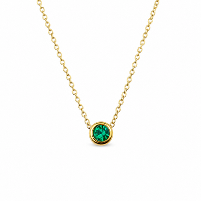 Geboortesteen ketting goud