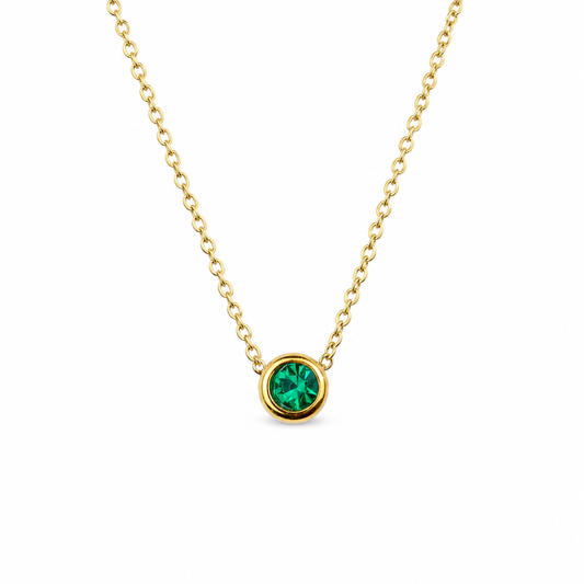 May Birthstone Necklace Gold
