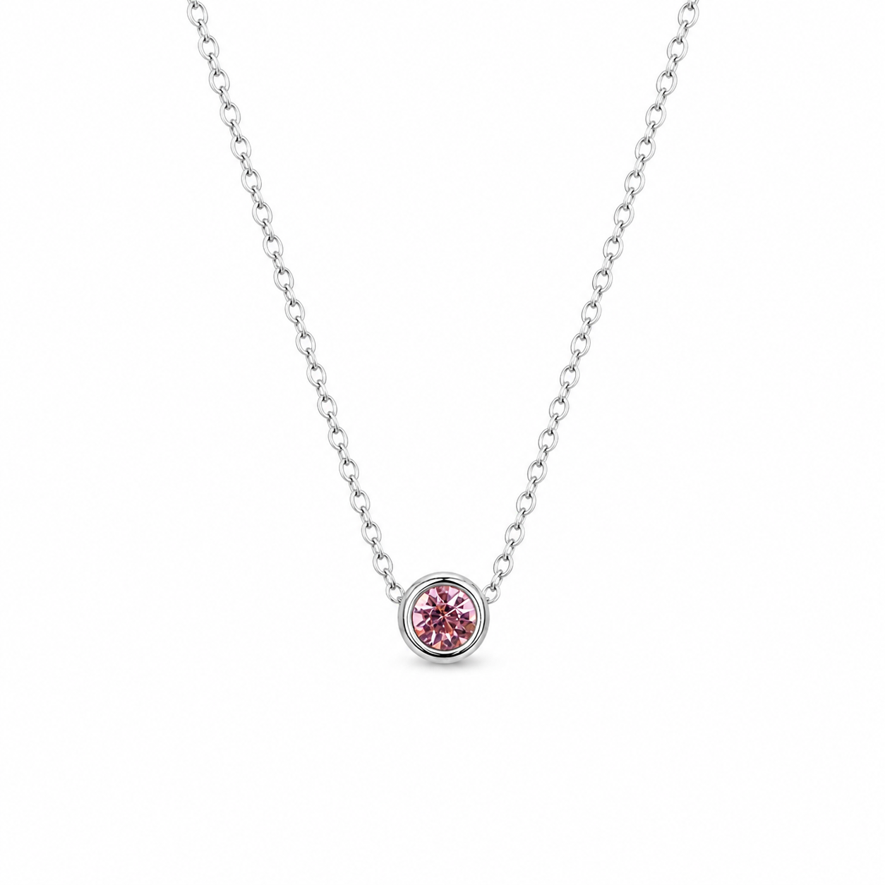 October Birthstone Necklace Silver