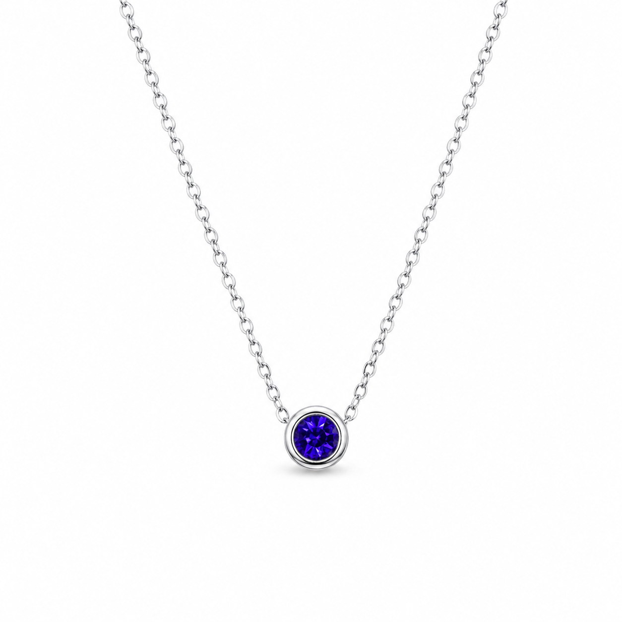 September birthstone necklace silver