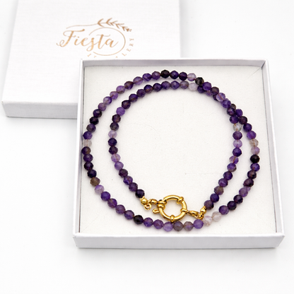 Amethyst gold necklace