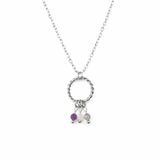 Ketting gemaakt van stainless steel met labradoriet, rozenkwarts en amethist