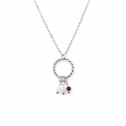 Ketting gemaakt van stainless steel met rozenkwarts, maansteen en granaat