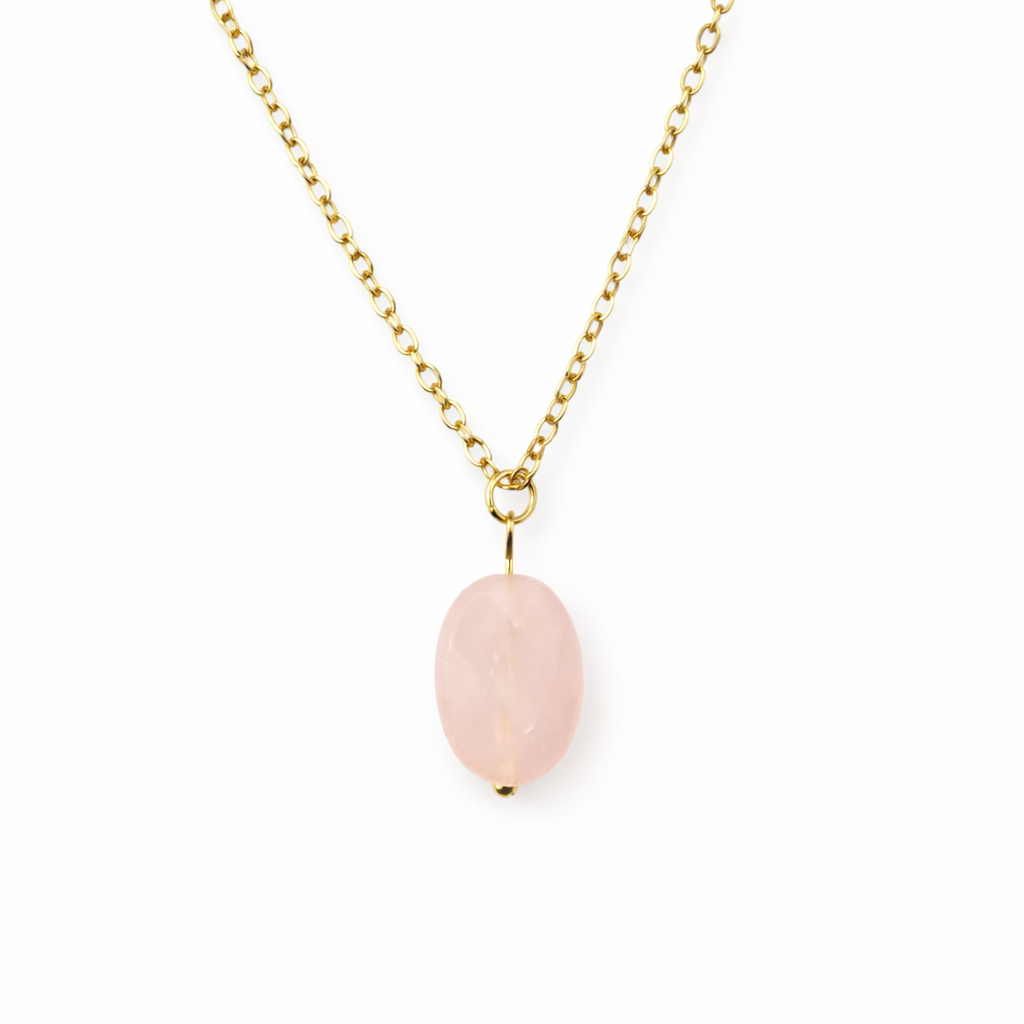 Ketting rozenkwarts goud