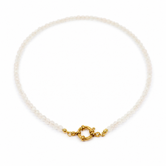 Rose quartz gold necklace