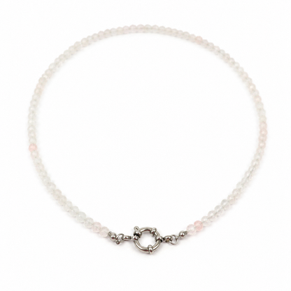 Rose quartz silver necklace