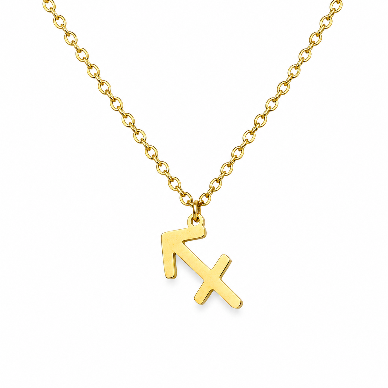 Ketting van goldplated stainless steel met het symbool van het sterrenbeeld boogschutter