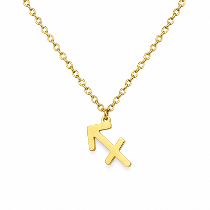Ketting van goldplated stainless steel met het symbool van het sterrenbeeld boogschutter