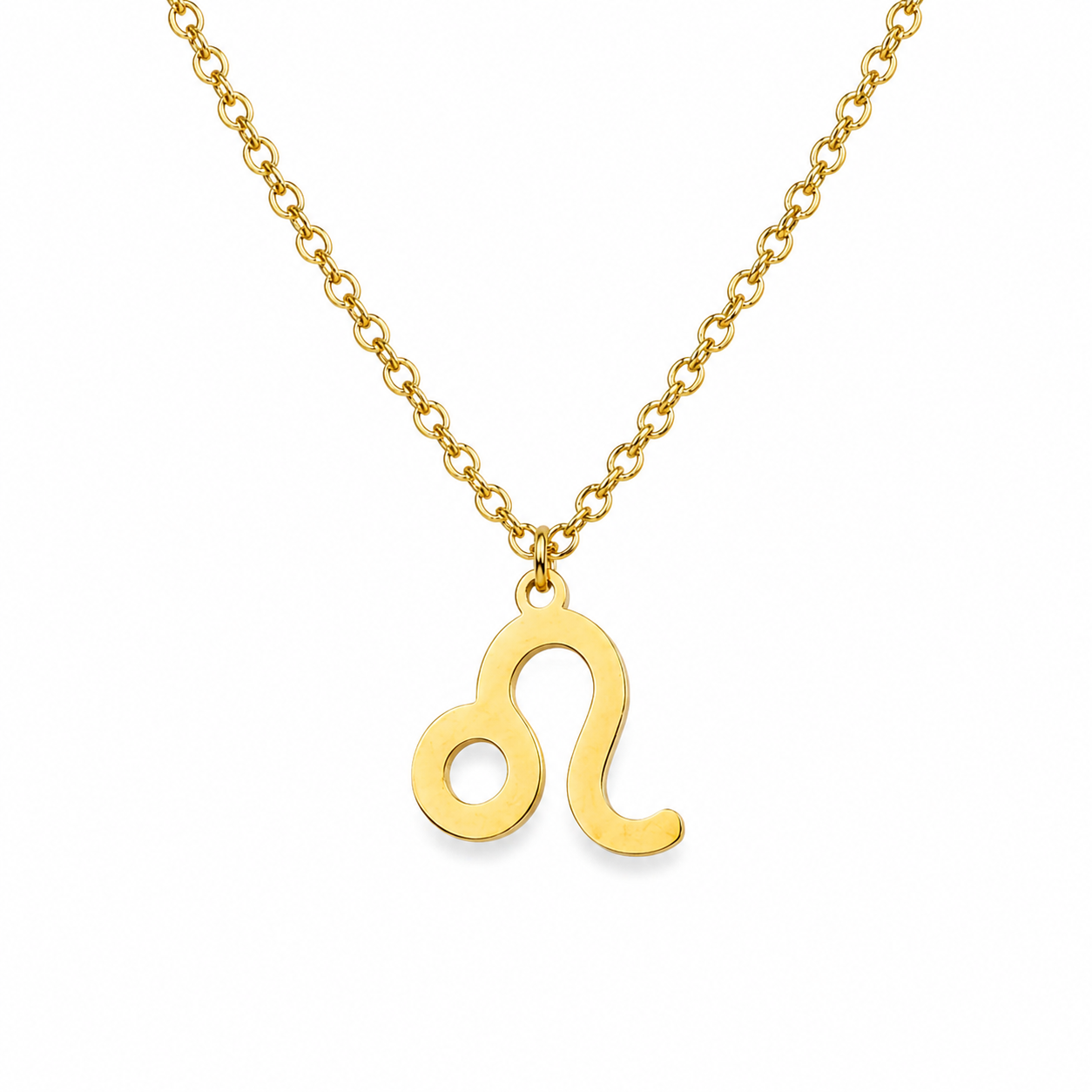 Ketting van goldplated stainless steel met het symbool van het sterrenbeeld leeuw