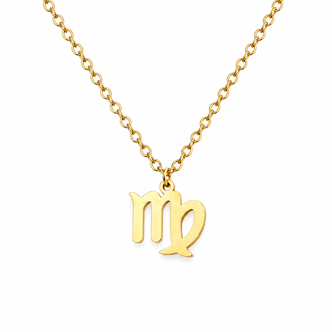 Ketting van goldplated stainless steel met het symbool van het sterrenbeeld maagd