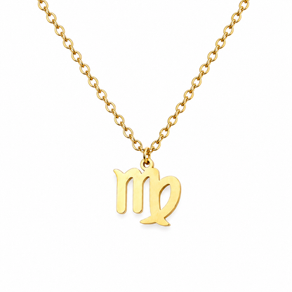 Ketting van goldplated stainless steel met het symbool van het sterrenbeeld maagd