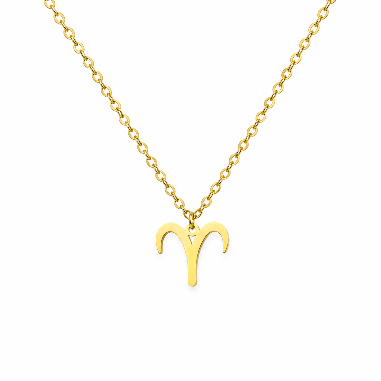 Ketting van goldplated stainless steel met het symbool van het sterrenbeeld ram