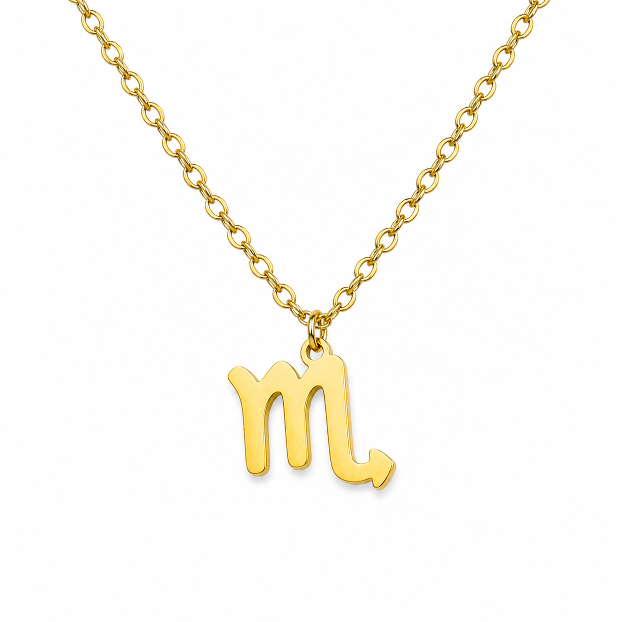 Ketting van goldplated stainless steel met het symbool van het sterrenbeeld schorpioen