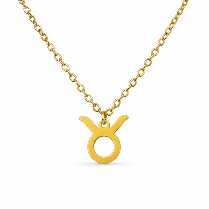 Ketting van goldplated stainless steel met hanger van het symbool van sterrenbeeld stier