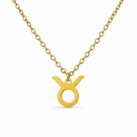 Ketting van goldplated stainless steel met hanger van het symbool van sterrenbeeld stier