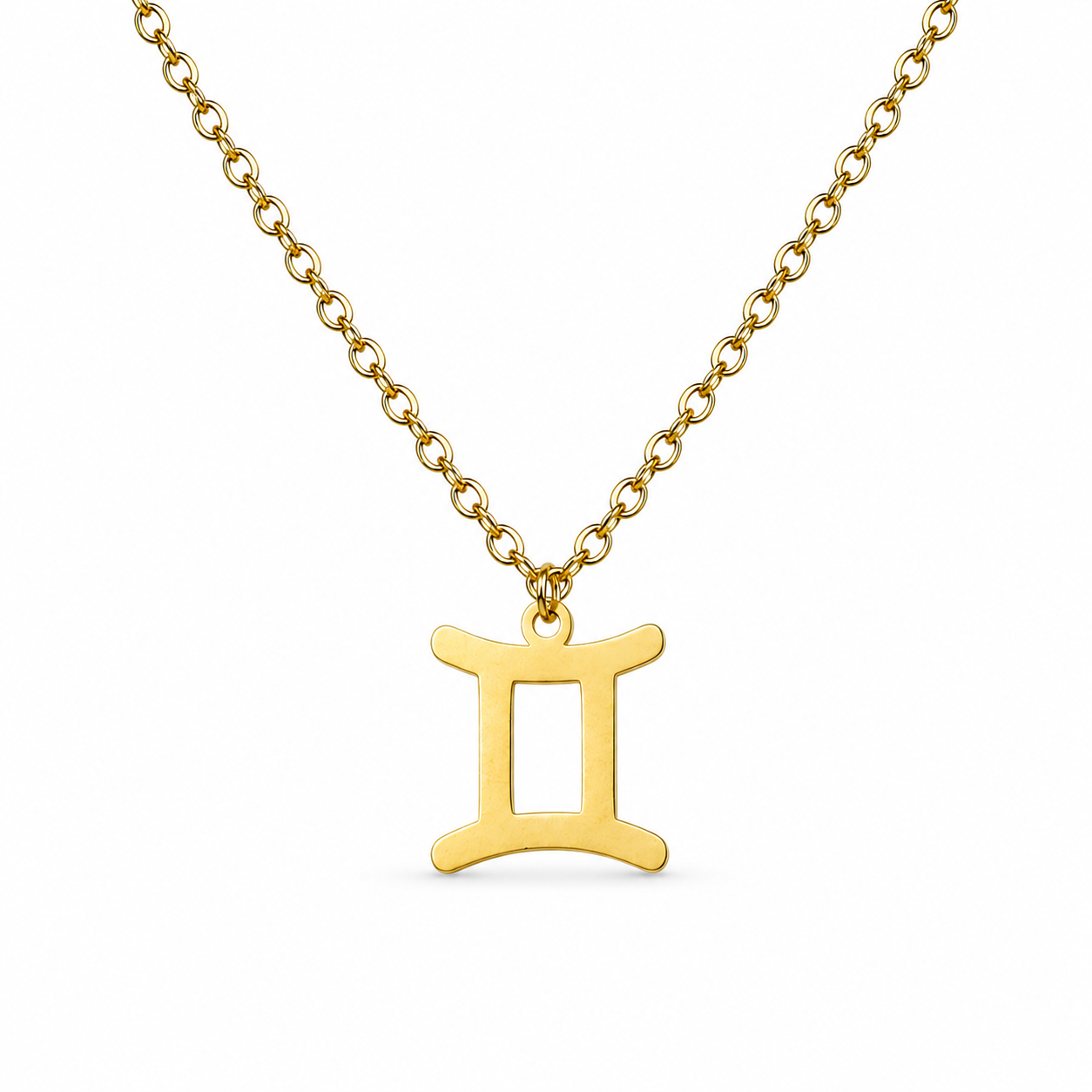 Ketting van goldplated stainless steel met het symbool van het sterrenbeeld tweelingen