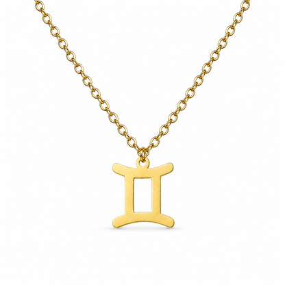 Ketting van goldplated stainless steel met het symbool van het sterrenbeeld tweelingen