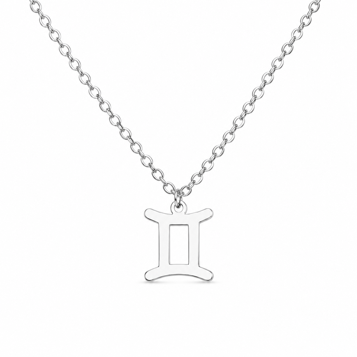Ketting van stainless steel met het symbool van het sterrenbeeld tweelingen