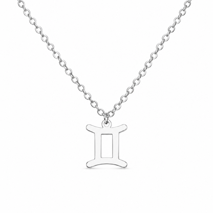 Ketting van stainless steel met het symbool van het sterrenbeeld tweelingen