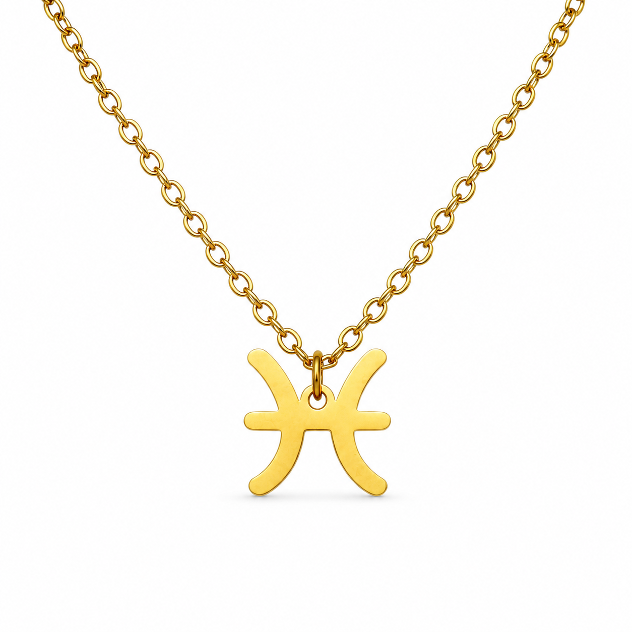 Ketting van goldplated stainless steel met het symbool van het sterrenbeeld vissen