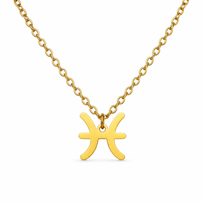 Ketting van goldplated stainless steel met het symbool van het sterrenbeeld vissen