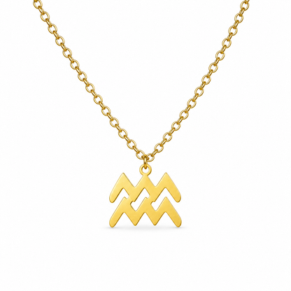 Ketting van goldplated stainless steel met het symbool van het sterrenbeeld waterman