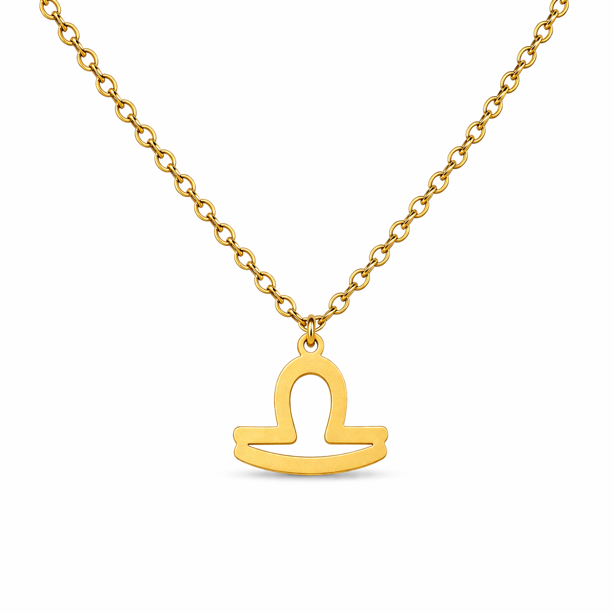 Ketting van goldplated stainless steel met het symbool van het sterrenbeeld weegschaal