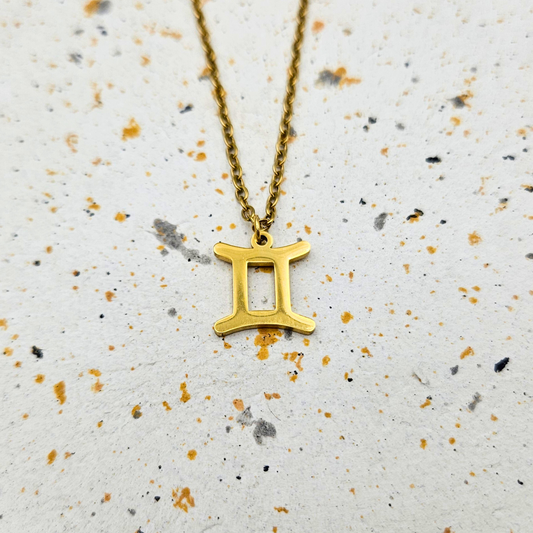 Ketting van goldplated stainless steel met sterrenbeeld tweelingen