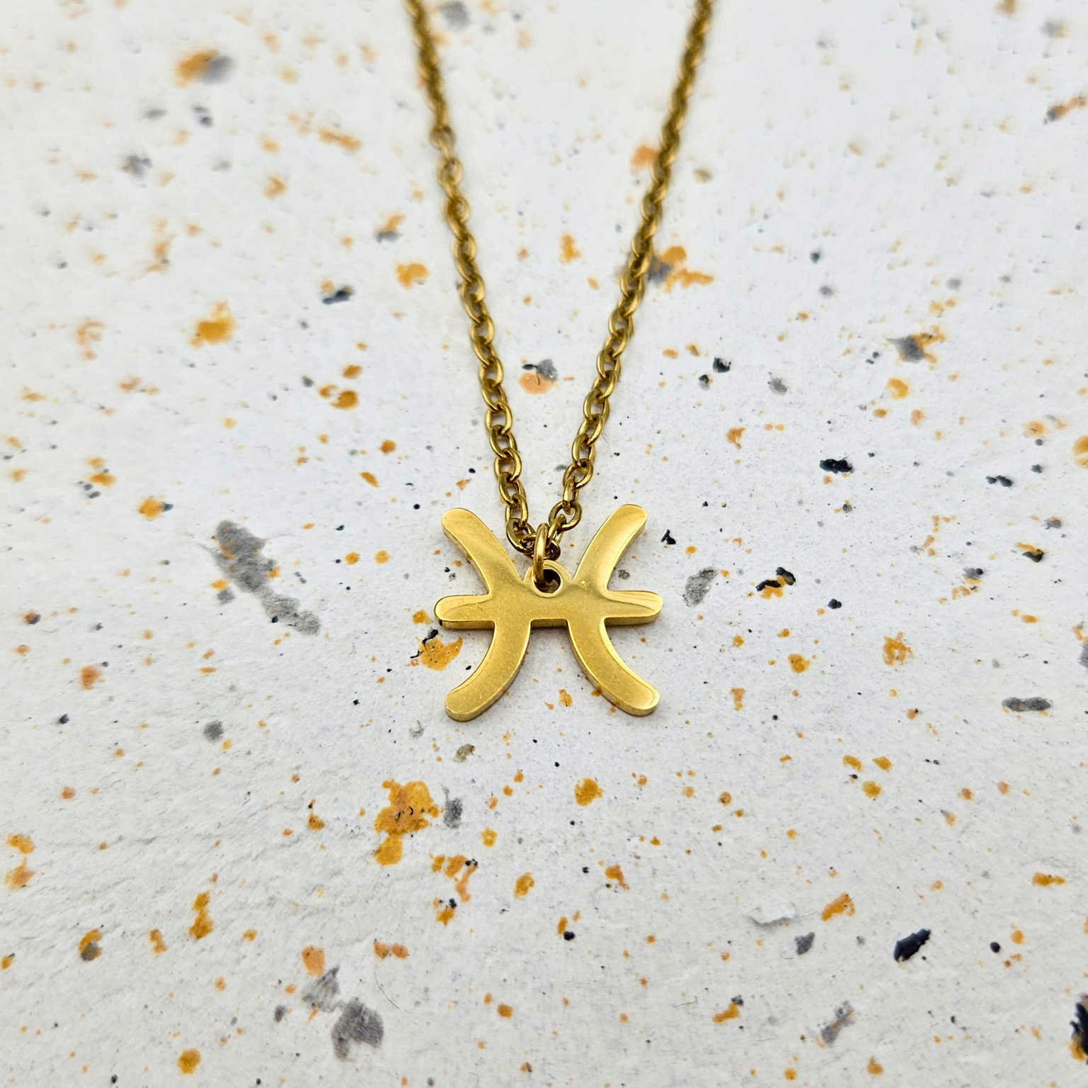 Ketting van goldplated stainless steel met sterrenbeeld vissen