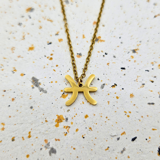 Ketting van goldplated stainless steel met sterrenbeeld vissen
