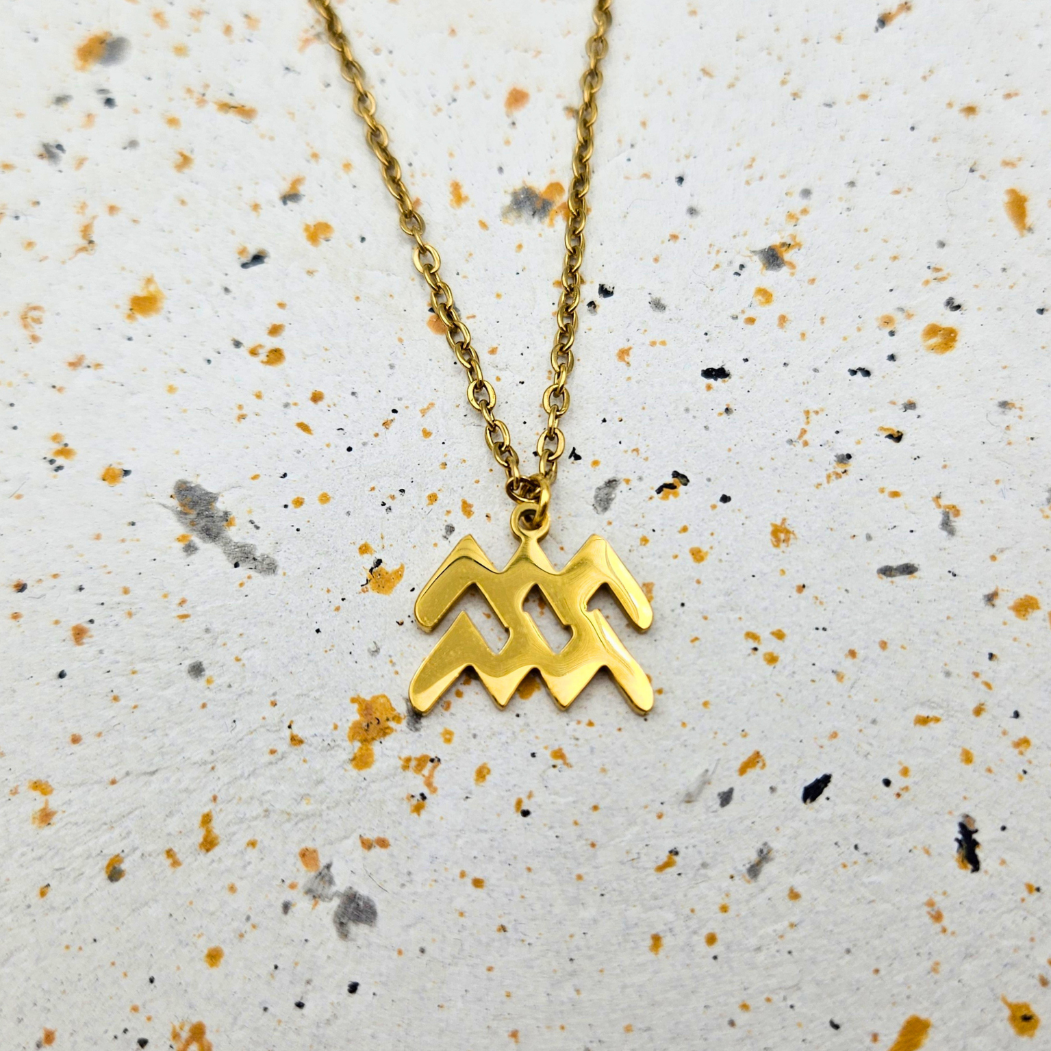 Ketting van goldplated stainless steel met sterrenbeeld waterman